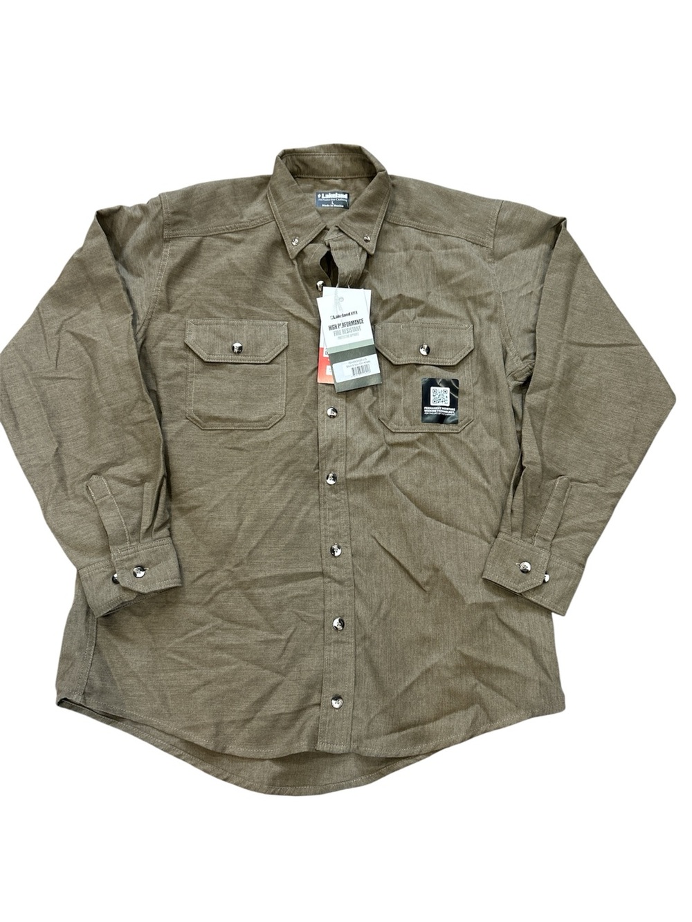 Lakeland High performance fire resistant button down Khaki Large